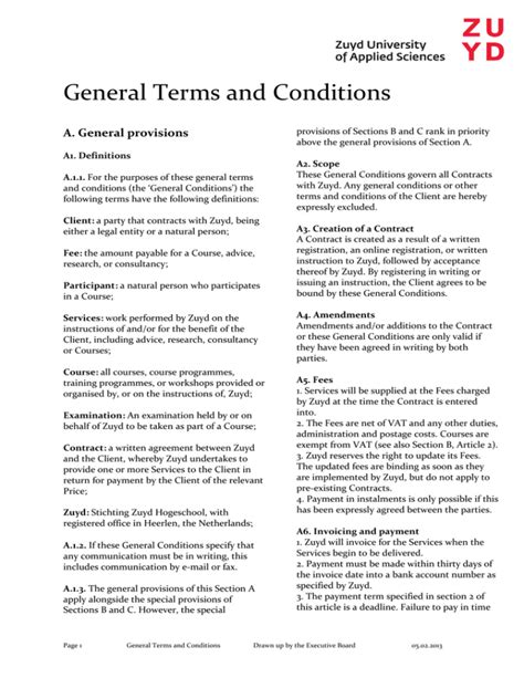 General Terms and Conditions 